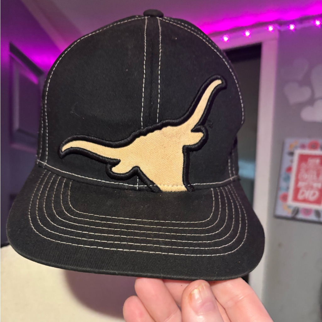 Top Of The World Black Texas Longhorn S/M Cap